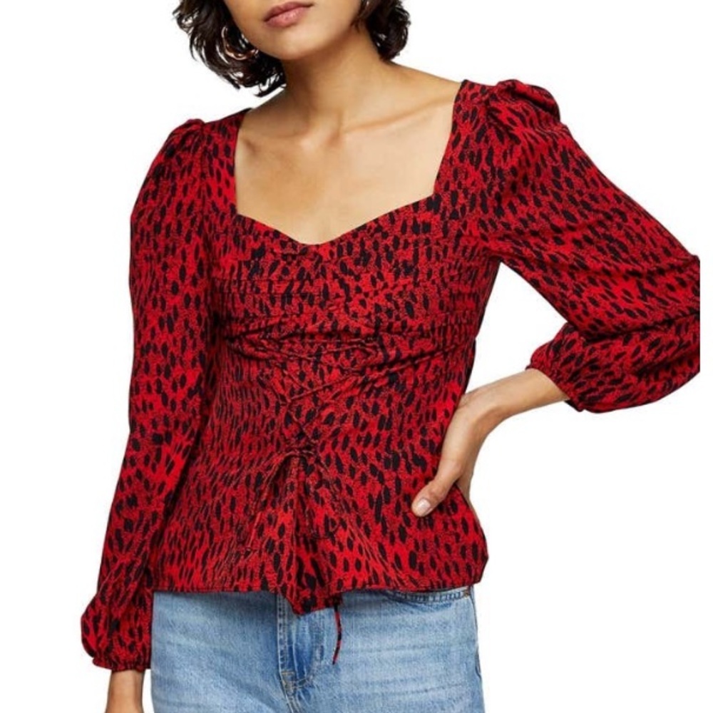 NWT TOPSHOP Ruched Prairie Top S